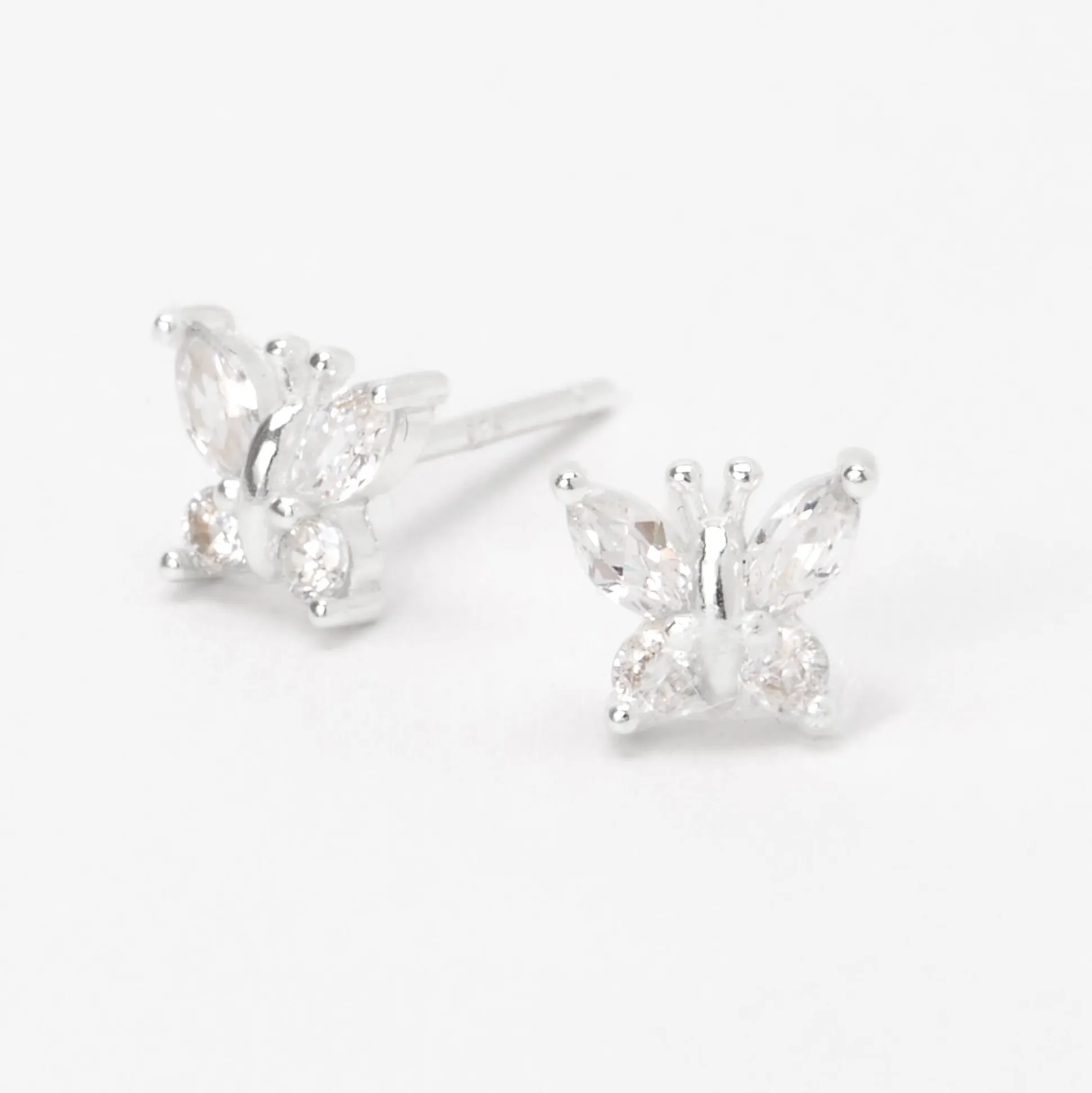 Clous d’oreilles papillon en argent et zircon cubique