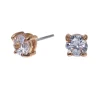 Clous d’oreilles ronds 5 mm zircon cubique couleur doré rose