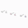 Clous d’oreilles ronds 4 mm transparents/roses/lavande en zircon cubique et argent C LUXE by Claire’s - Lot de 3