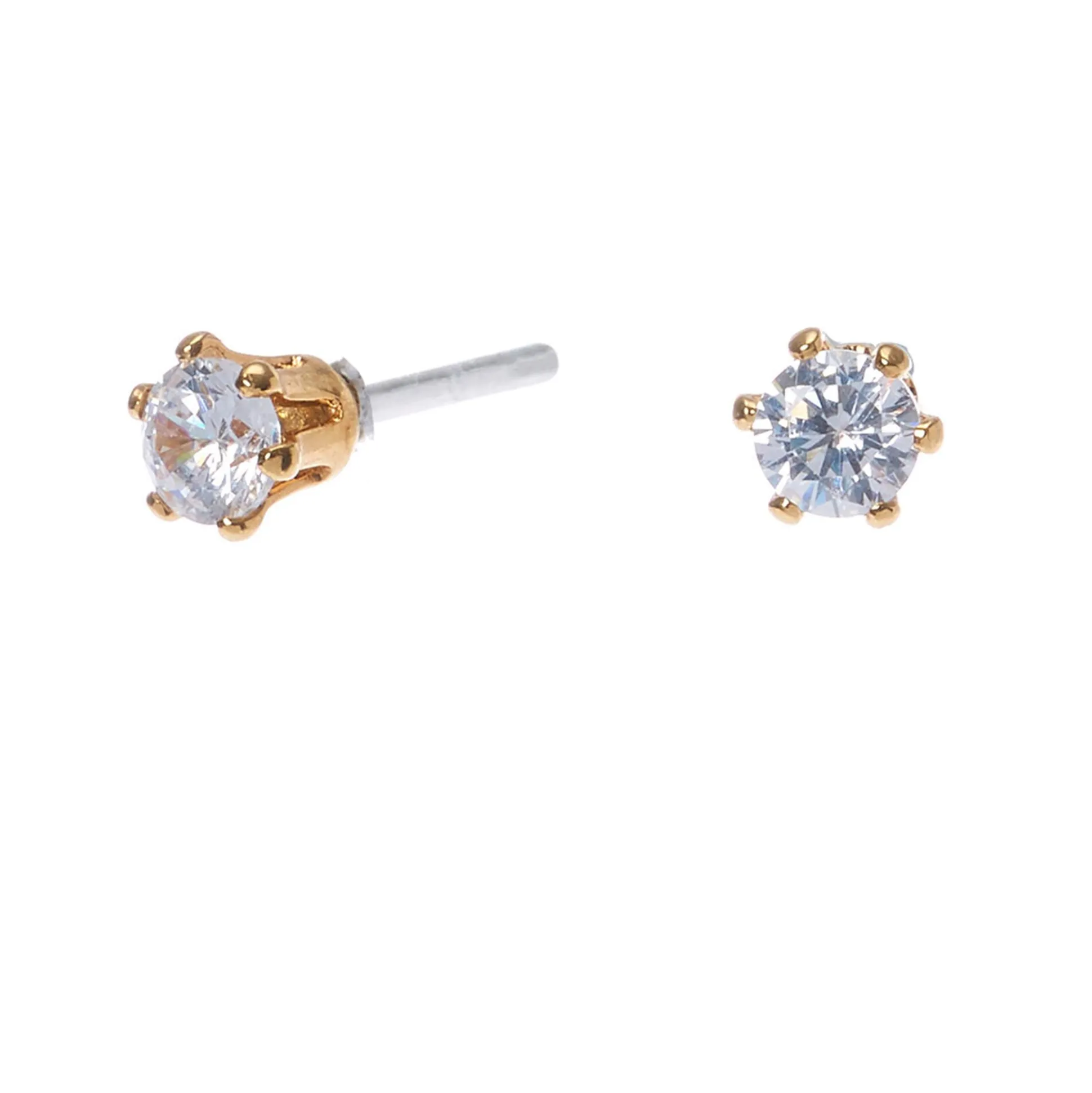 Clous d’oreilles ronds 3 mm en zircon cubique couleur dorée jaune C LUXE by Claire's