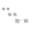 Clous d’oreilles ronds 4 mm, 5 mm, 6 mm en zircon cubique couleur argentée - Lot de 3