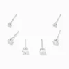 Clous d’oreilles ronds ornés en zircon cubique d’imitation couleur argentée - 2 mm, 3 mm, 4 mm