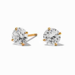 Clous d’oreilles ronds zircon cubique en titane couleur dorée C LUXE by Claire’s