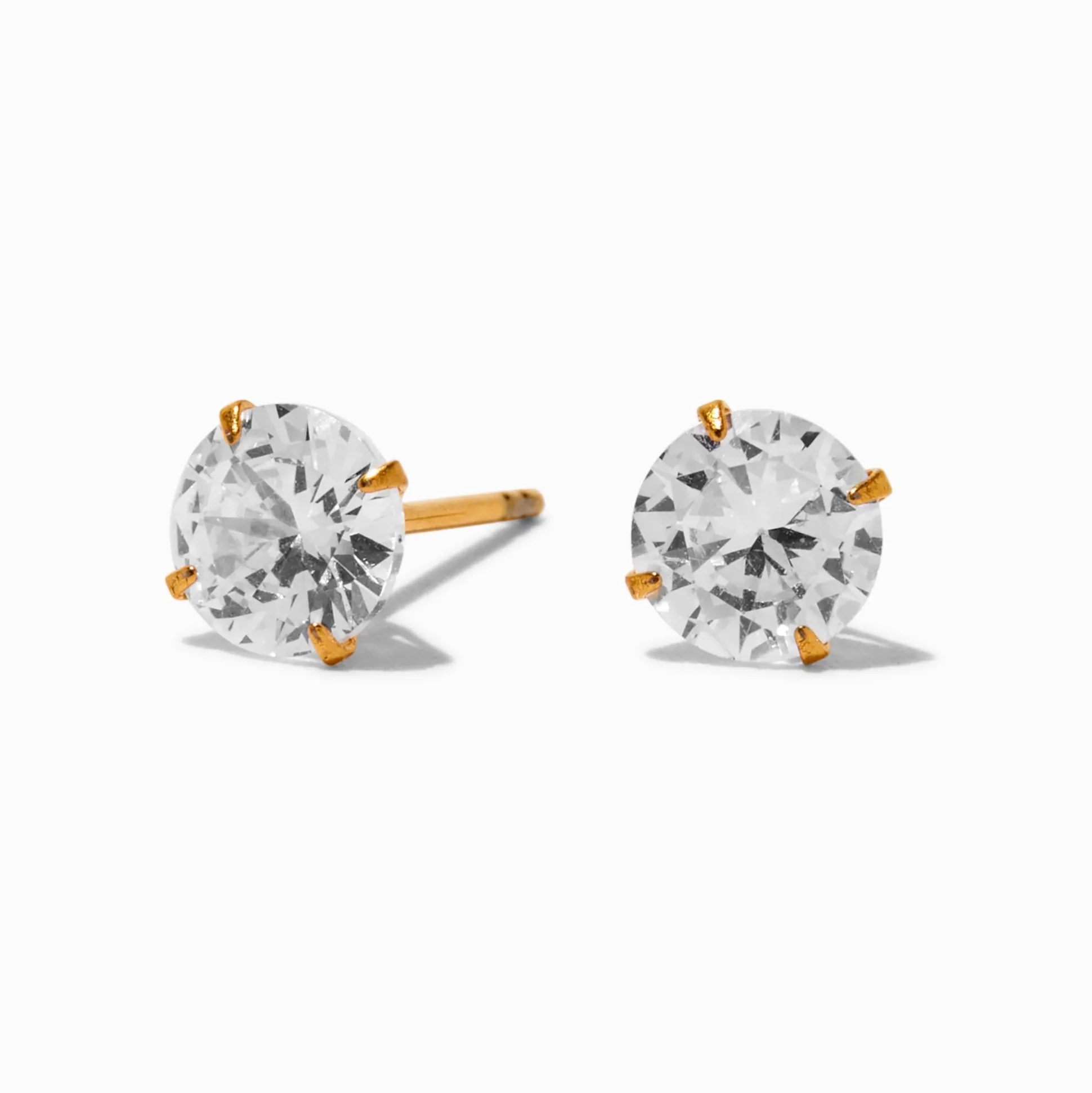 Clous d’oreilles ronds zircon cubique en titane couleur dorée C LUXE by Claire’s