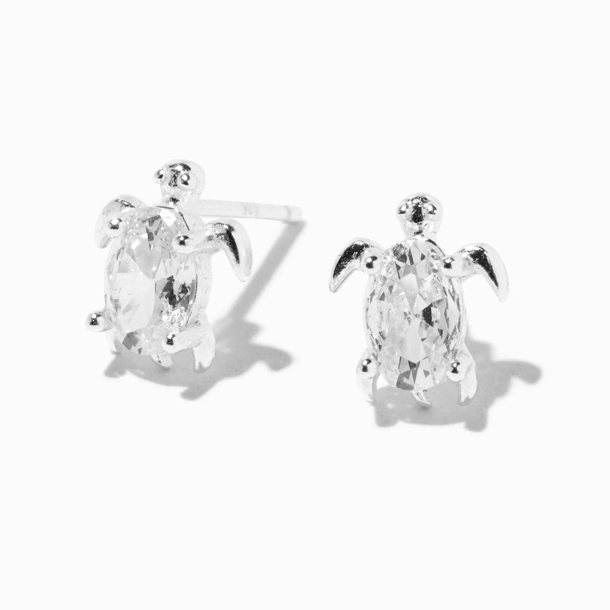 Clous d’oreilles tortue en argent et zircon cubique