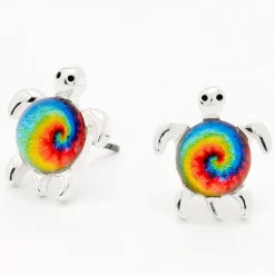 Clous d’oreilles tortue tie-dye arc-en-ciel