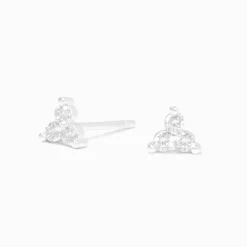 Clous d’oreilles triple boule en zircon cubique et argent