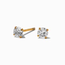 Clous d’oreilles zircon cubique en titane couleur dorée C LUXE by Claire’s