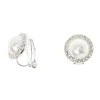 Clous d'oreille à clip avec perles d'imitation couleur argenté