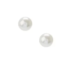 Clous d'oreille à perle d'imitation blanche 12 mm couleur argenté