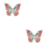 Clous d'oreille en argent avec papillon pastel