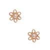 Clous d'oreille marguerites et strass en titane doré rose - Collection C Luxe