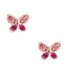 Clous d'oreille papillon rose en argent avec strass