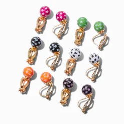 Clous d'oreilles à clip boule imprimé étoilés - Lot de 6