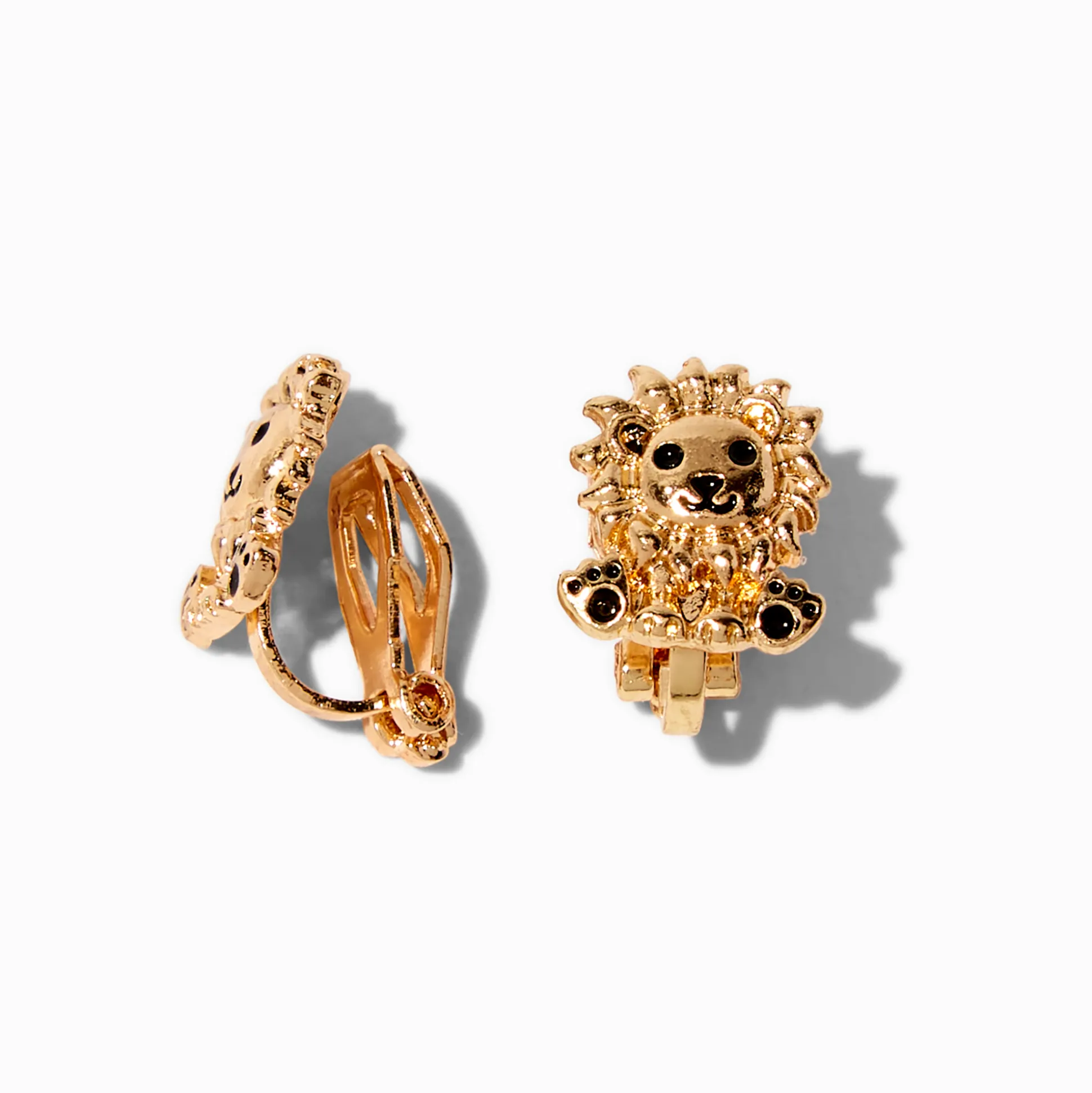 Clous d'oreilles à clip lion couleur dorée