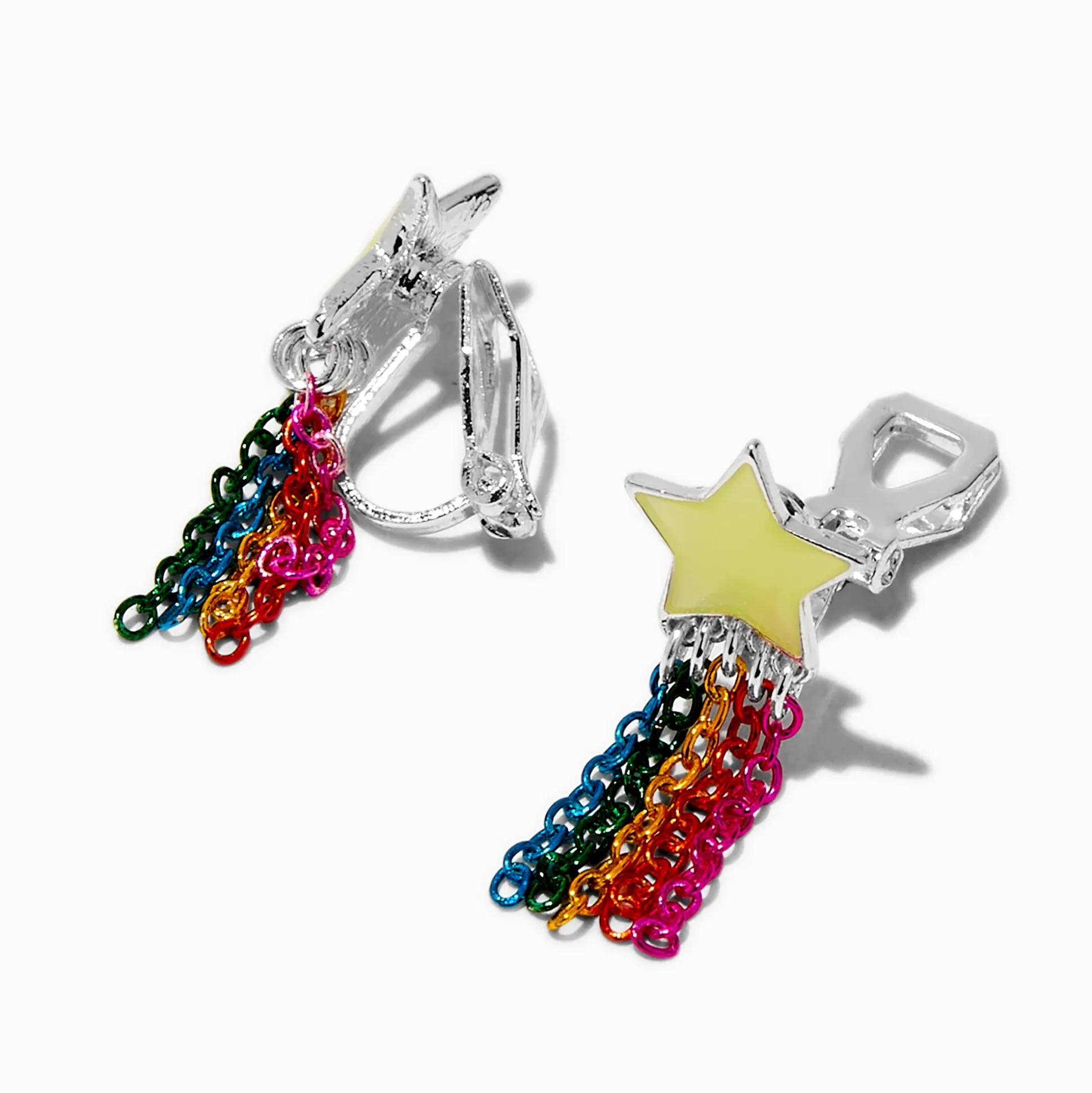 Clous d'oreilles à clip étoiles filantes qui brillent dans le noir