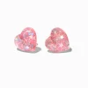 Clous d'oreilles à cœur rose à paillettes