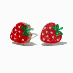 Clous d'oreilles à paillettes fraise