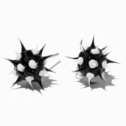 Clous d'oreilles à pointes style rave noirs et blancs