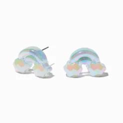 Clous d'oreilles arc-en-ciel holographiques