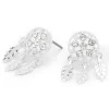 Clous d'oreilles attrape-rêves strass couleur argentée