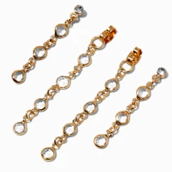 Clous d'oreilles avant et arrière strass couleur dorée