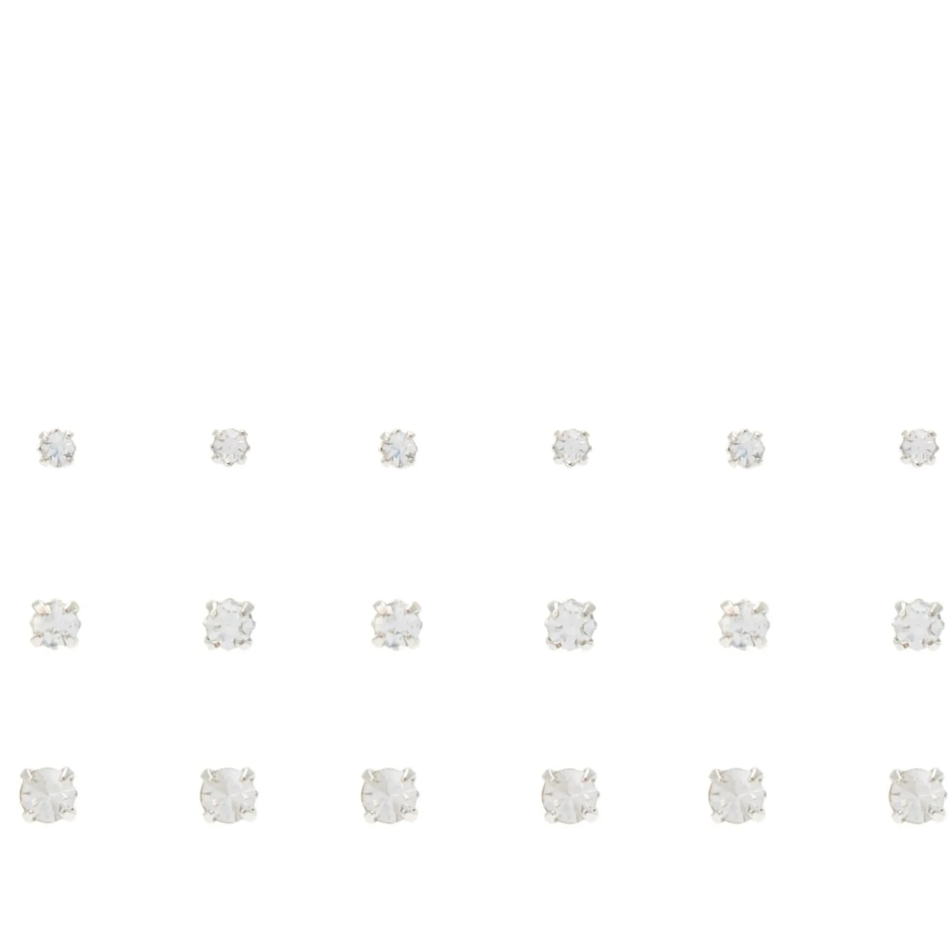 Clous d'oreilles avec strass de différentes tailles couleur argentée - Lot de 9