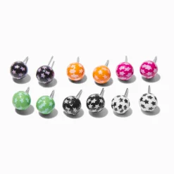 Clous d'oreilles boule imprimé étoilés - Lot de 6