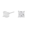 Clous d'oreilles carrés avec strass en zircon cubique d'imitation couleur argentée - 5 mm
