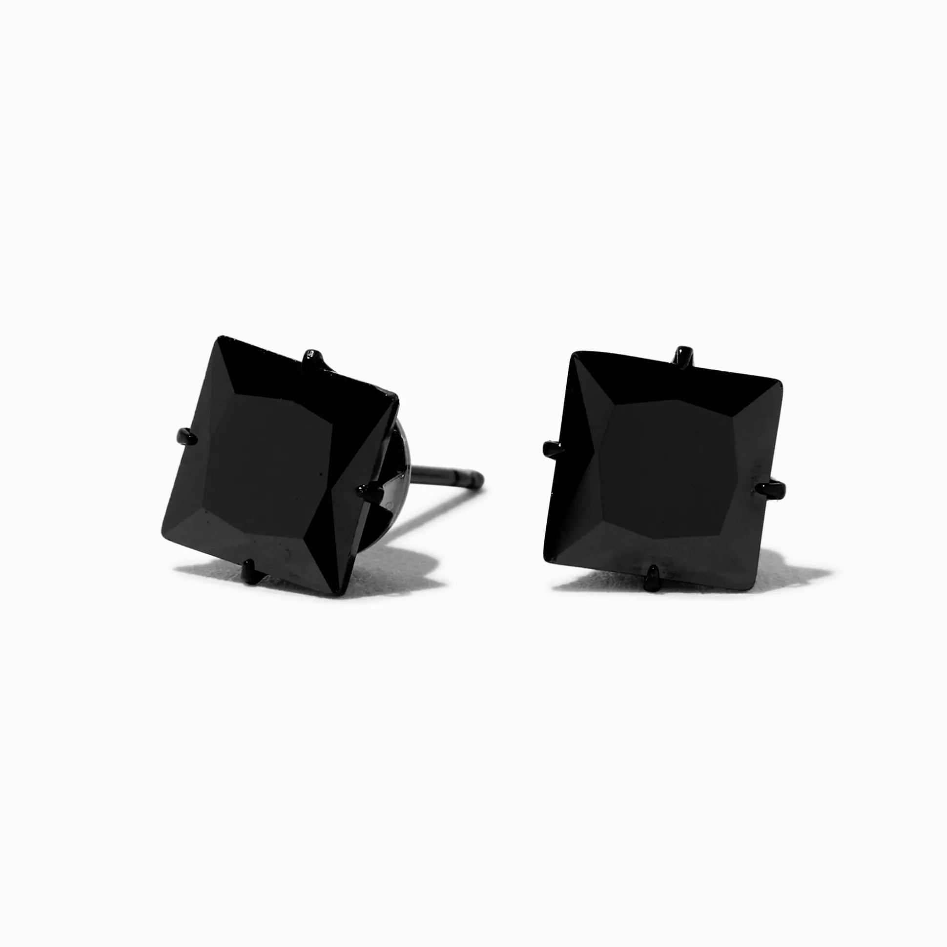 Clous d'oreilles carrés zircon cubique titane noir C LUXE by Claire's