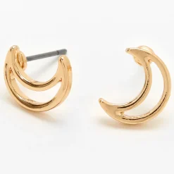 Clous d'oreilles contour de croissant de lune couleur dorée