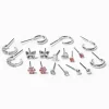Clous d'oreilles couleur argentée aux designs mixtes fleur rose - Lot de 9