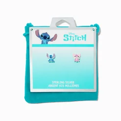 Clous d'oreilles couleur argentée Disney Stitch et Angel
