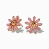Clous d'oreilles couleur dorée fleur rose tendre
