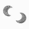 Clous d'oreilles croissant de lune strass pavé couleur argentée