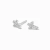Clous d'oreilles croix en zircon cubique couleur argentée C LUXE by Claire's