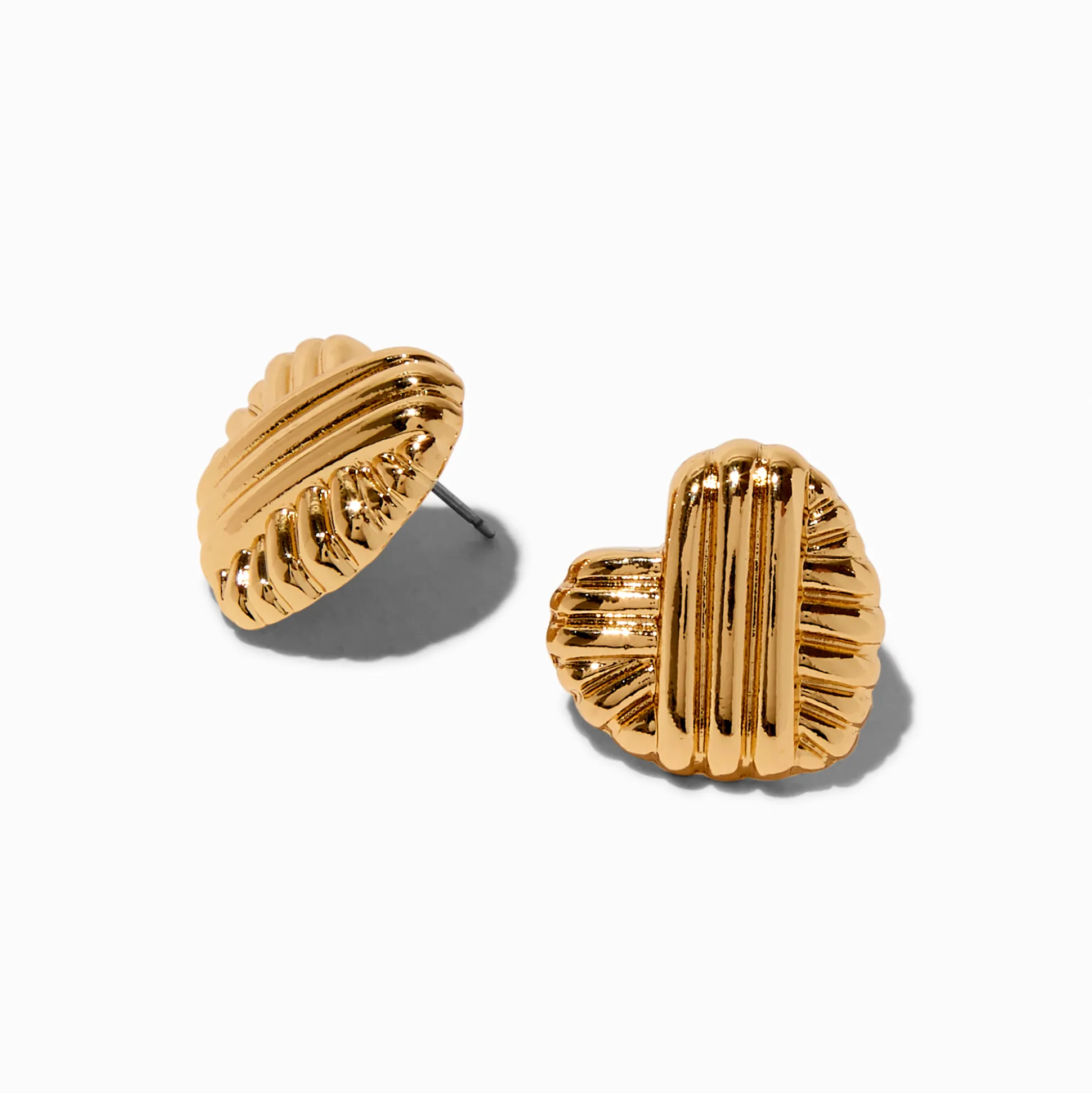 Clous d'oreilles cœur bombés couleur dorée