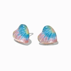 Clous d'oreilles cœur tie-dye