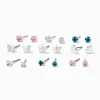 Clous d'oreilles cœurs floraux couleur argentée - Lot de 9