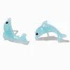 Clous d'oreilles dauphins bleus pailletés