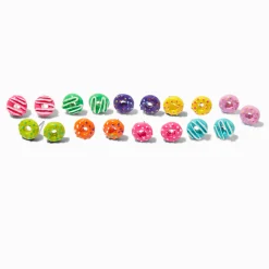 Clous d'oreilles donut arc-en-ciel à paillettes - Lot de 9
