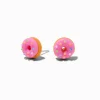 Clous d'oreilles donuts roses avec faux vermicelles de sucre tige couleur argentée C LUXE by Claire's
