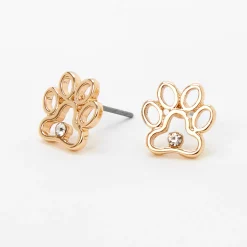 Clous d'oreilles empreinte d’animal avec strass couleur dorée