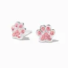 Clous d'oreilles en argent pattes strass roses