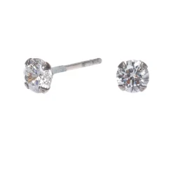 Clous d'oreilles en argent avec strass rond en zircon cubique - 4 mm