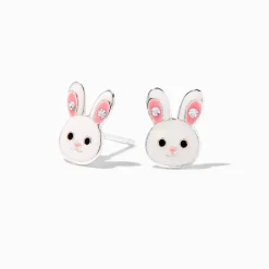 Clous d'oreilles en argent lapin émaillés