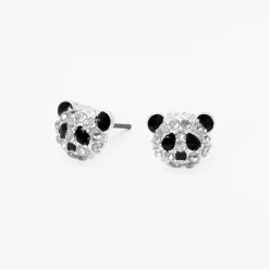 Clous d'oreilles en strass panda
