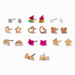 Clous d'oreilles fan de chat roses - Lot de 10