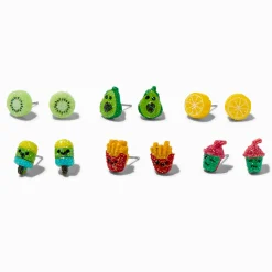 Clous d'oreilles fast food pailletés - Lot de 6