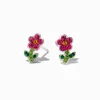 Clous d'oreilles fleur rose en acier inoxydable C LUXE by Claire's